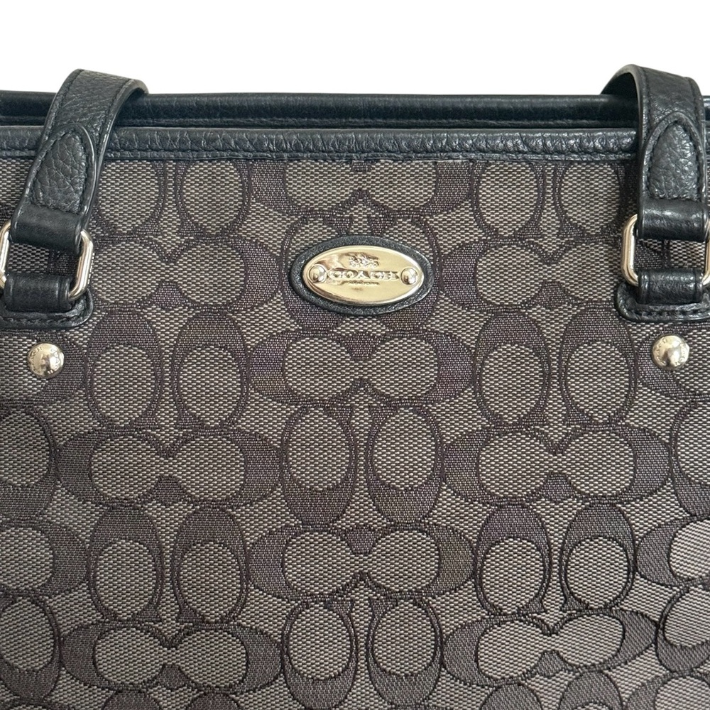 Authentic Coach Signature Black Grey Zip Top Tote Bag - Picture 9 of 13